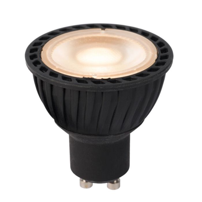 Lucide GU10 bombilla LED regulable, Jordan, negro, 5w, dim to warm