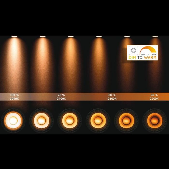 Lucide GU10 bombilla LED regulable, Jordan, negro, 5w, dim to warm