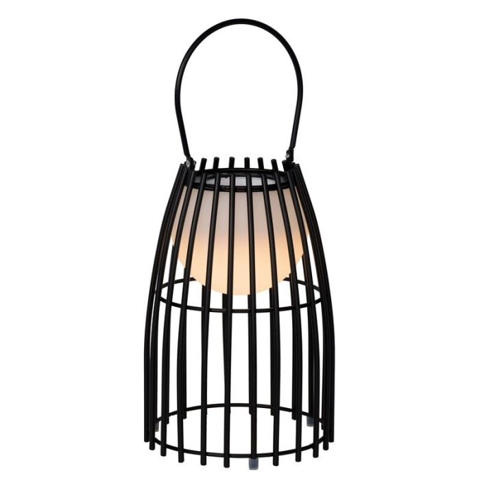 Lámpara de mesa exterior retro negra, Fjara, 0,3W, 2700K LED, IP44, con regulador táctil