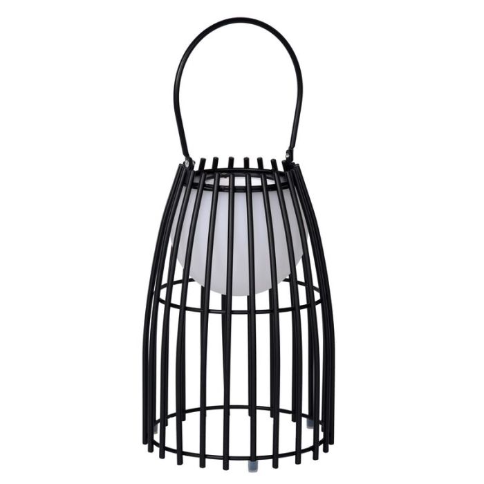 Lámpara de mesa exterior retro negra, Fjara, 0,3W, 2700K LED, IP44, con regulador táctil