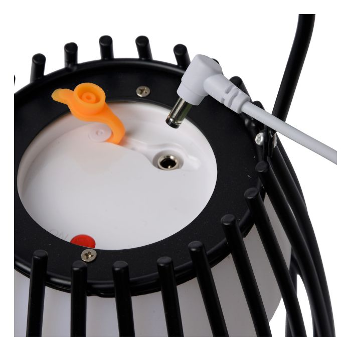 Lámpara de mesa exterior retro negra, Fjara, 0,3W, 2700K LED, IP44, con regulador táctil