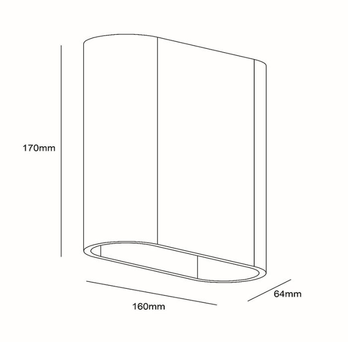 Aplique up down moderno negro, Atila, 5W, 2700K LED, IP54