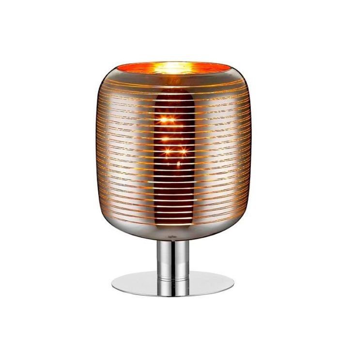 Lámpara de mesa moderna cromada, Eryn, con interruptor
