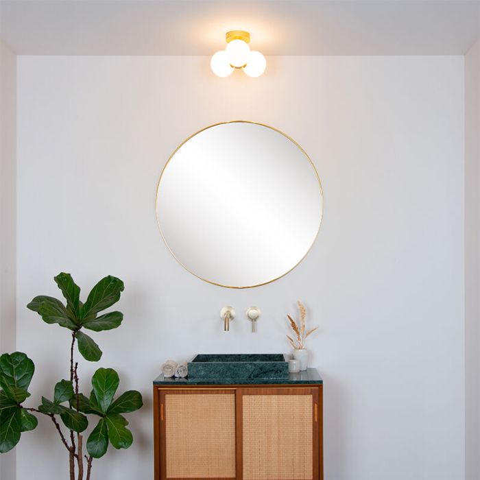 Lámpara de techo baño moderna dorada, Trudy, IP44