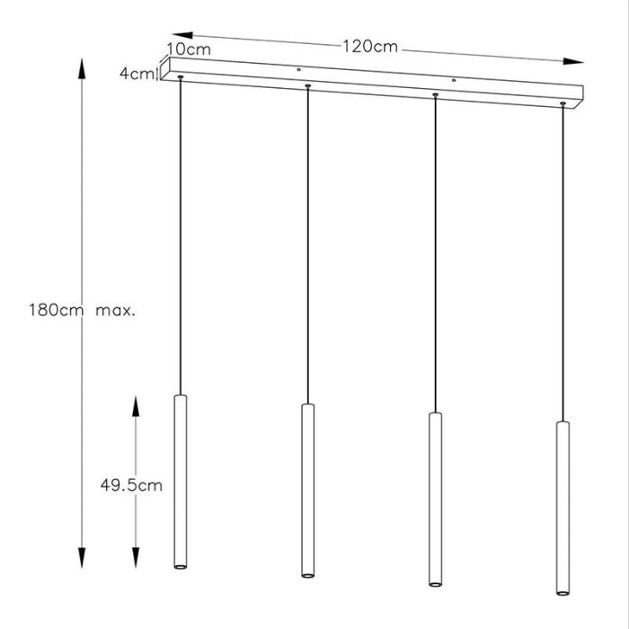 Lámpara colgante moderna negra, Lorenz, 4W, 3000K LED