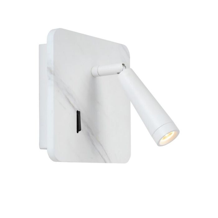 Aplique de madera blanco, Oregon, 3W, 3000K LED, con interruptor