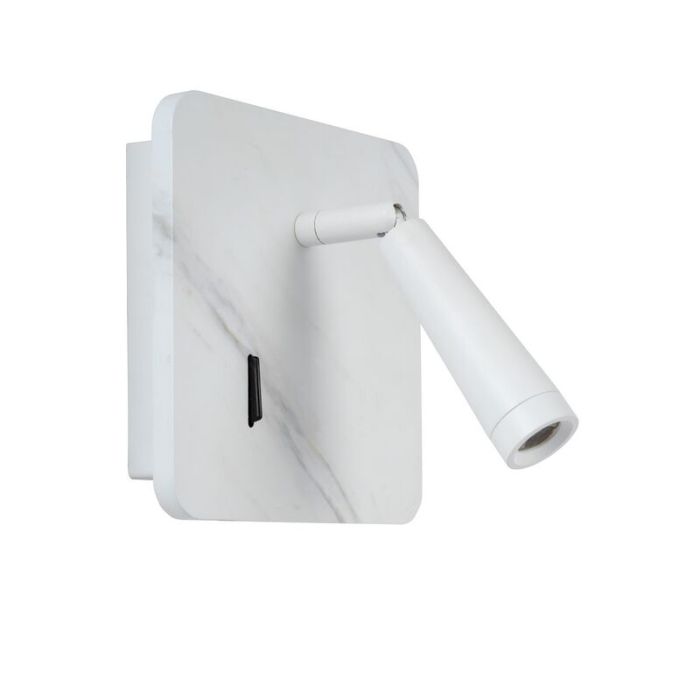 Aplique de madera blanco, Oregon, 3W, 3000K LED, con interruptor