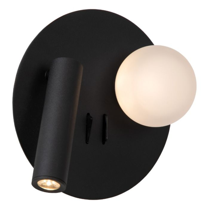 Lámpara de cama moderna negra, Matiz, 3,5W, 3000K LED, con interruptor