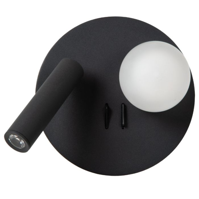 Lámpara de cama moderna negra, Matiz, 3,5W, 3000K LED, con interruptor