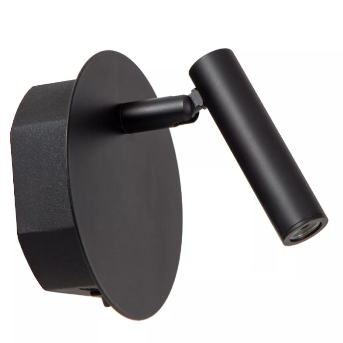 Lámpara de cama moderna negra, Jolijn, 2W, 3000K LED, con interruptor