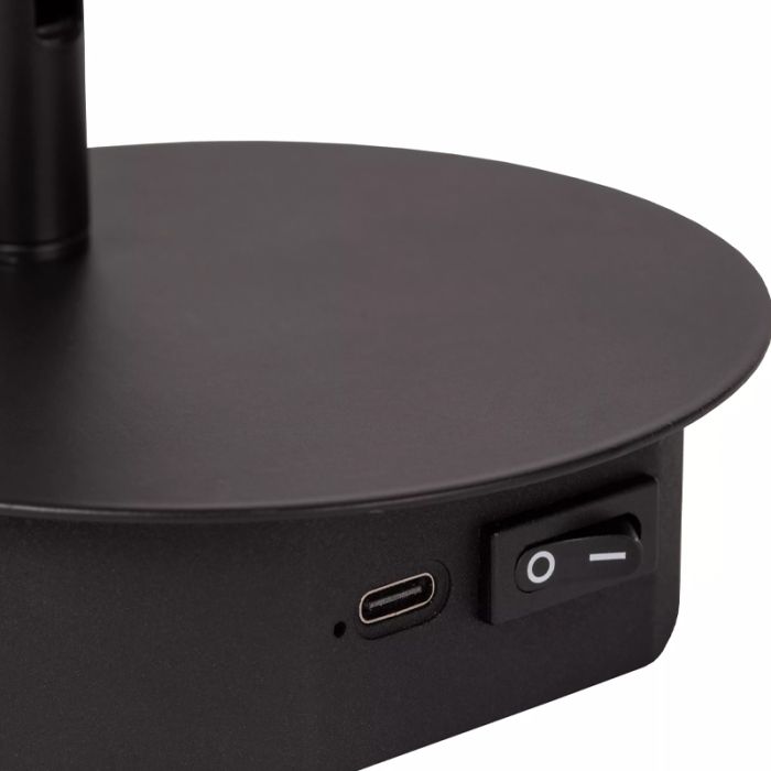 Lámpara de cama moderna negra, Jolijn, 2W, 3000K LED, con interruptor