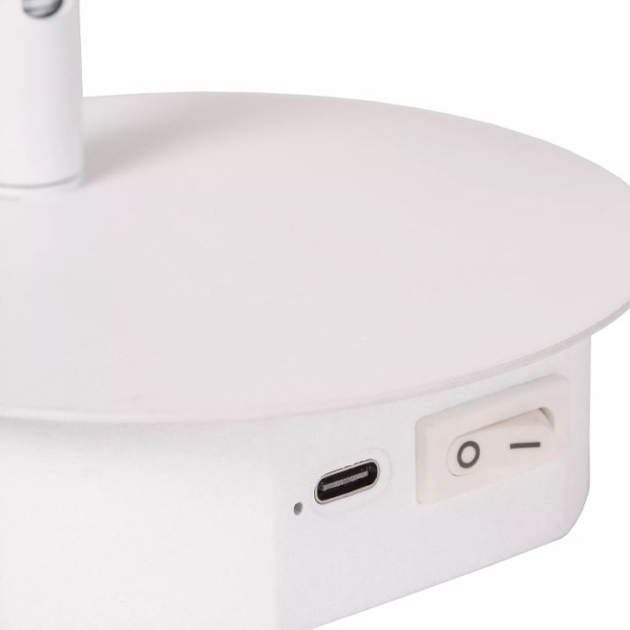 Lámpara de cama moderna blanca, Jolijn, 2W, 3000K LED, con interruptor
