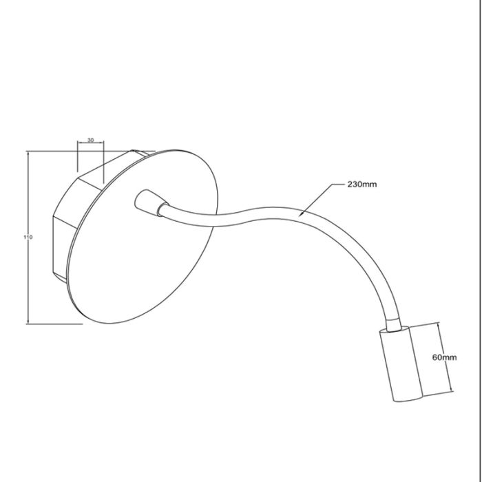 Lámpara de cama moderna dorada, Jolijn, 2W, 3000K LED, con interruptor