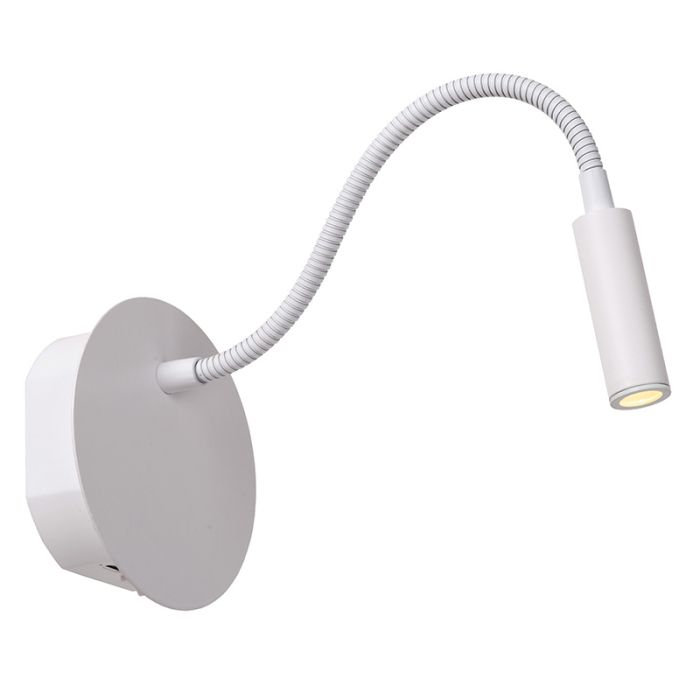 Lámpara de cama moderna blanca, Jolijn, 2W, 3000K LED, con interruptor