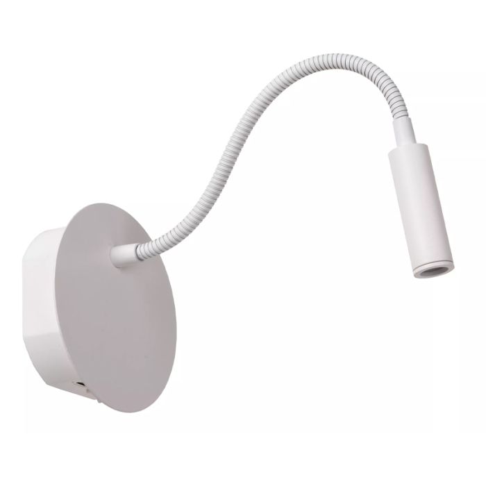 Lámpara de cama moderna blanca, Jolijn, 2W, 3000K LED, con interruptor