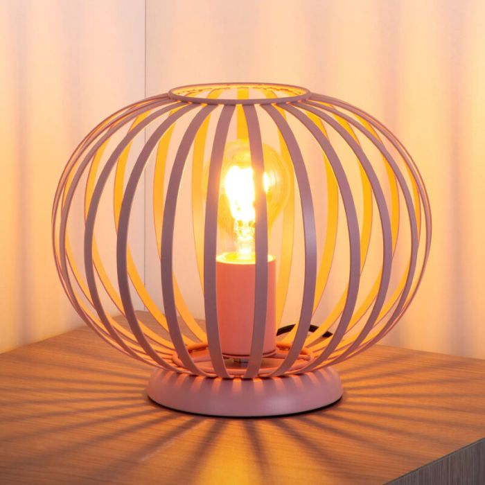 Lámpara de mesa moderna rosa, Merlina, con interruptor