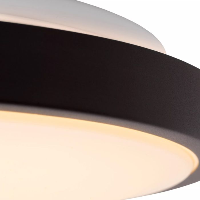 Lámpara de techo baño moderna negra, Dasher, 18W, 2700K LED, IP44