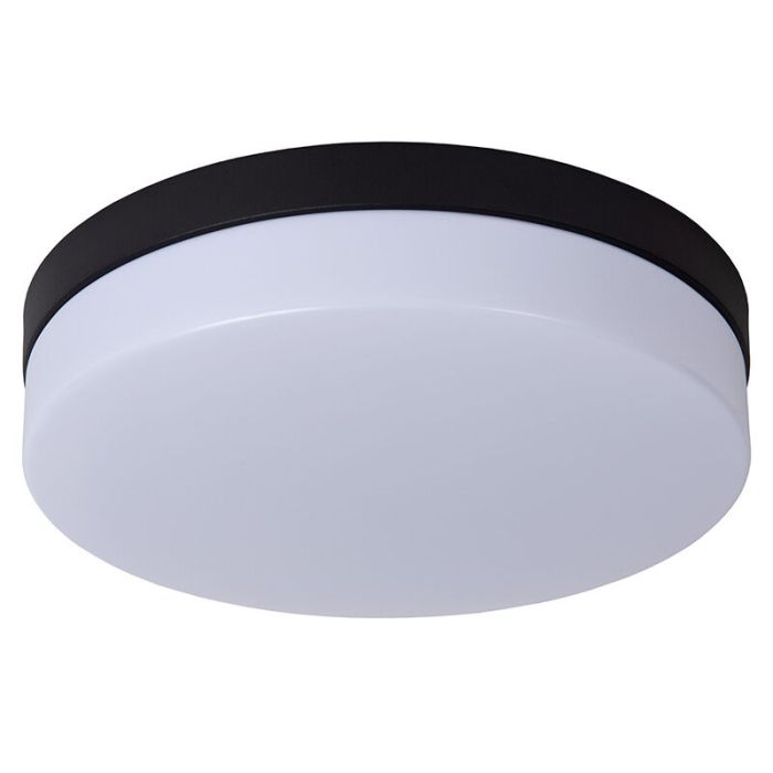 Lámpara de techo baño de plástico negra, Biskit, 18W, 2700K LED, IP44