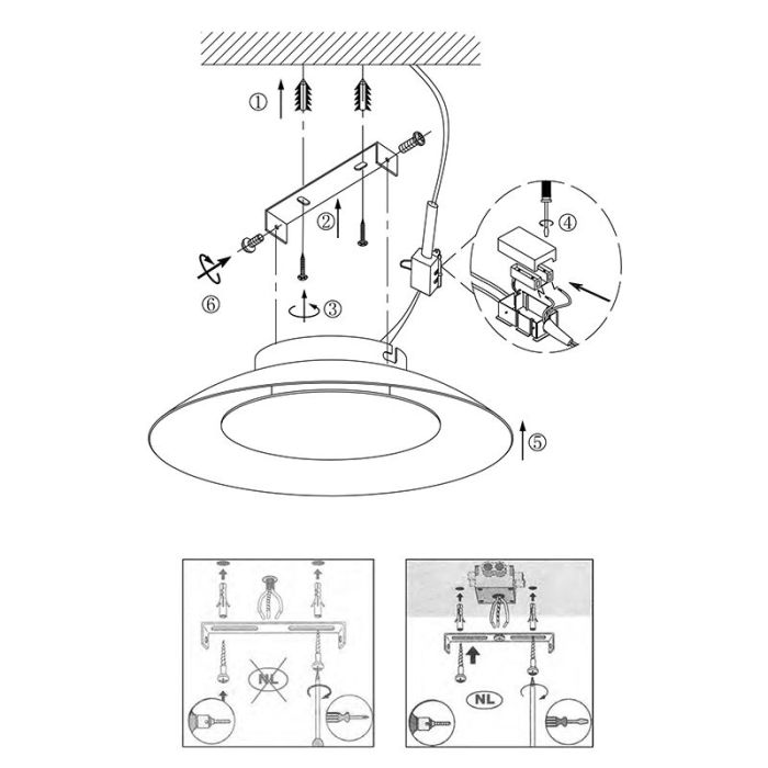 Plafón de techo moderno negro, Foskal, 12W, 2700K LED