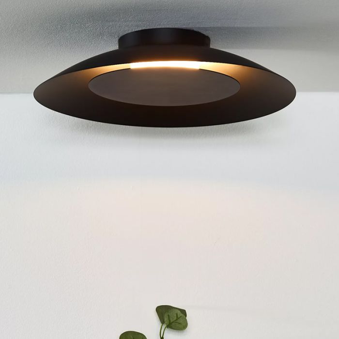 Plafón de techo moderno negro, Foskal, 12W, 2700K LED