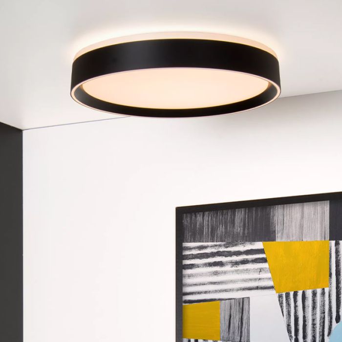 Plafón de techo moderno negro, Nuria, 24W, 2700K LED