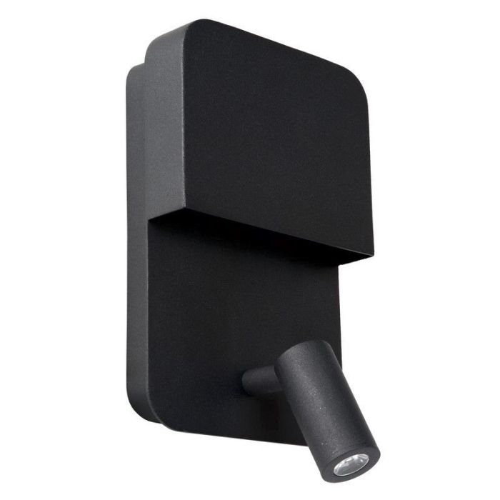 Aplique moderno negro, Boxer, 5W, 3000K LED, con interruptor