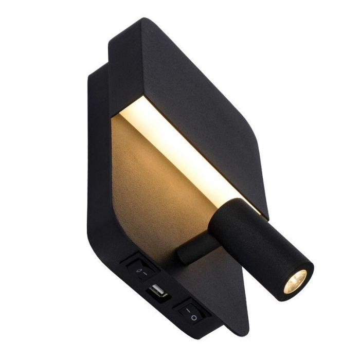 Aplique moderno negro, Boxer, 5W, 3000K LED, con interruptor