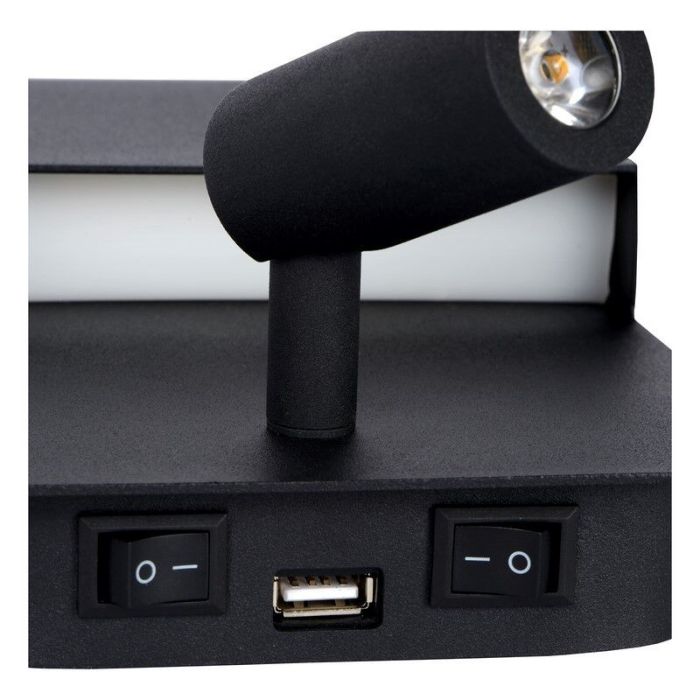 Aplique moderno negro, Boxer, 5W, 3000K LED, con interruptor