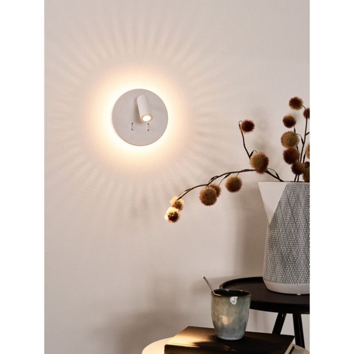 Aplique moderno blanco, Bentjer, 6W, 3000K LED, con interruptor