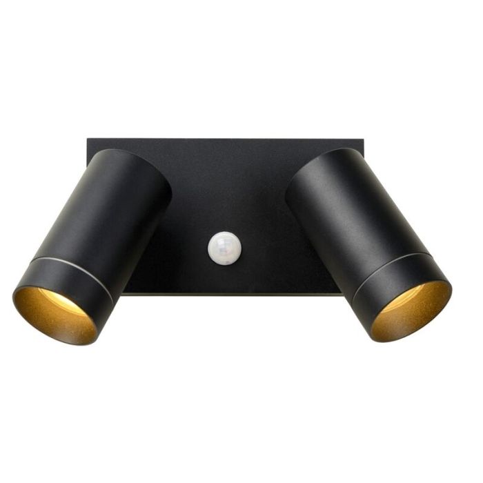 Aplique exterior con sensor de movimiento moderno negro, Taylor, IP54