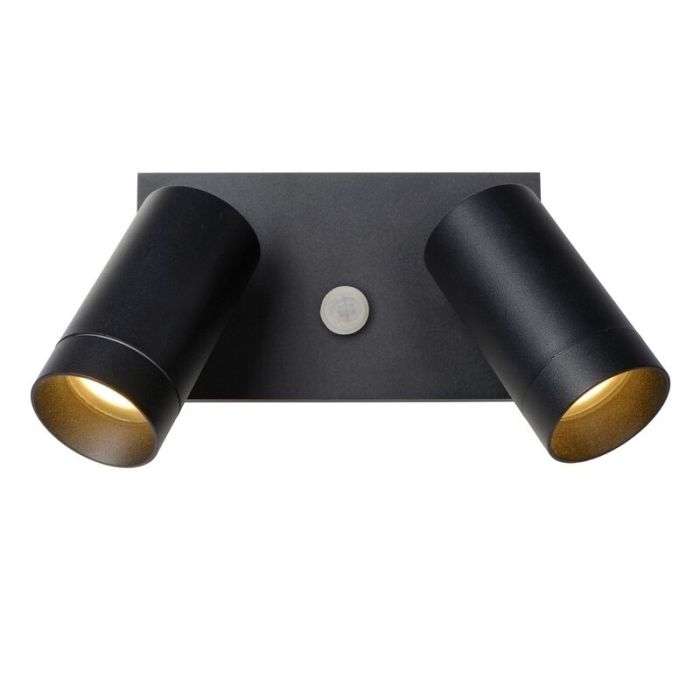 Aplique exterior con sensor de movimiento moderno negro, Taylor, IP54