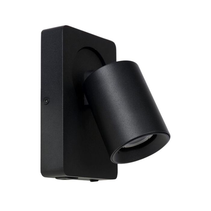 Foco de pared moderno negro, Nigel, con interruptor