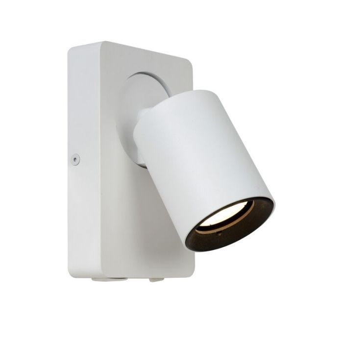 Foco de pared moderno blanco, Nigel, con interruptor