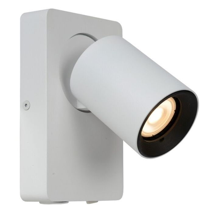 Foco de pared moderno blanco, Nigel, con interruptor