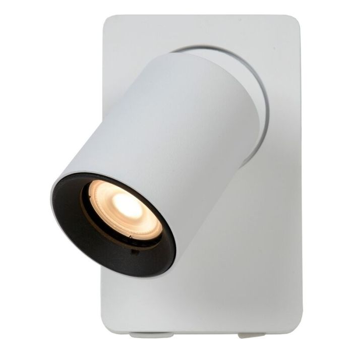 Foco de pared moderno blanco, Nigel, con interruptor