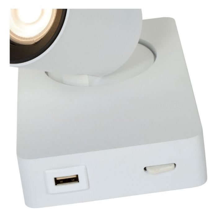Foco de pared moderno blanco, Nigel, con interruptor