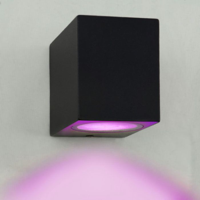 Lámpara exterior inteligente negra moderna, Corella, IP44, 4,5W, RGBW