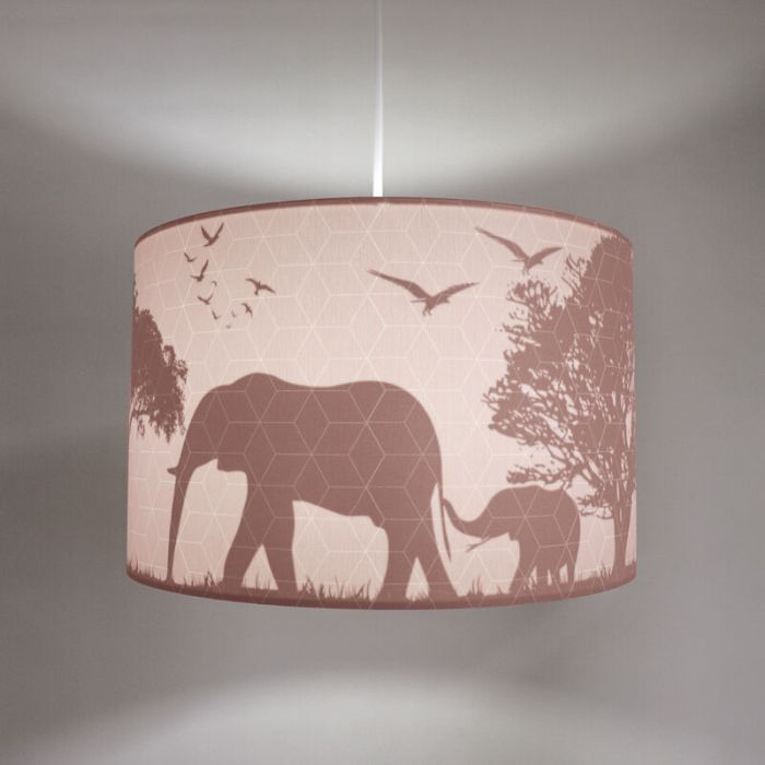 Lámpara colgante infantil rosa de tela, Safari