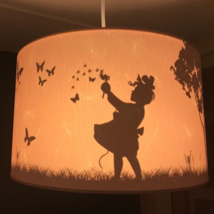 Lámpara colgante infantil rosa de tela, Butterfly