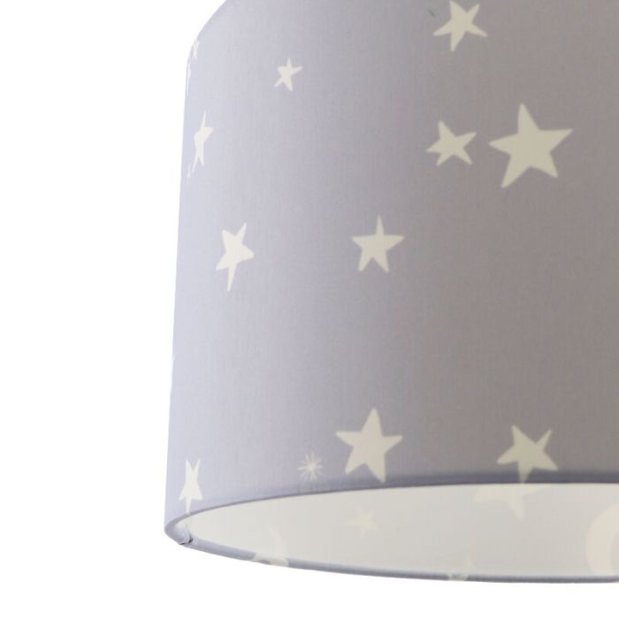 Lámpara de techo infantil gris de tela, Stars