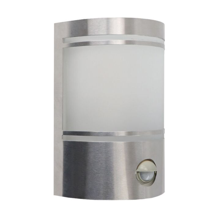 Aplique exterior con sensor de movimiento plateado moderno, Manuel, IP44