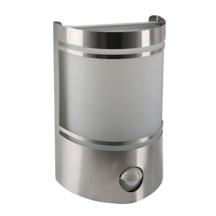 Aplique exterior con sensor de movimiento plateado moderno, Manuel, IP44