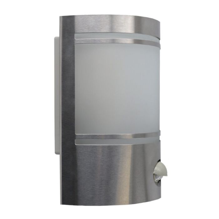 Aplique exterior con sensor de movimiento plateado moderno, Manuel, IP44
