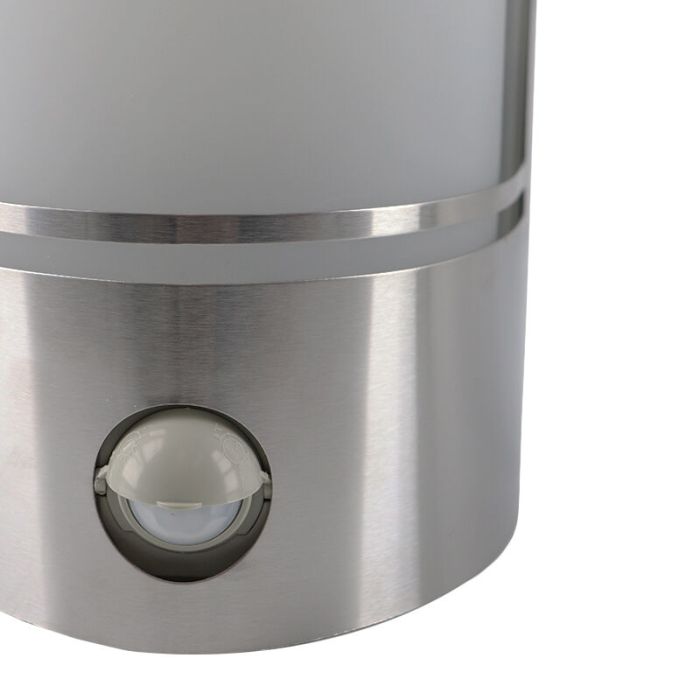 Aplique exterior con sensor de movimiento plateado moderno, Manuel, IP44