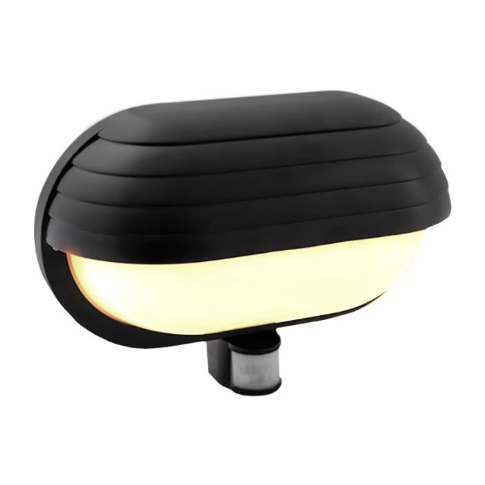 Aplique exterior con sensor de movimiento de plástico negro, Killian, IP44
