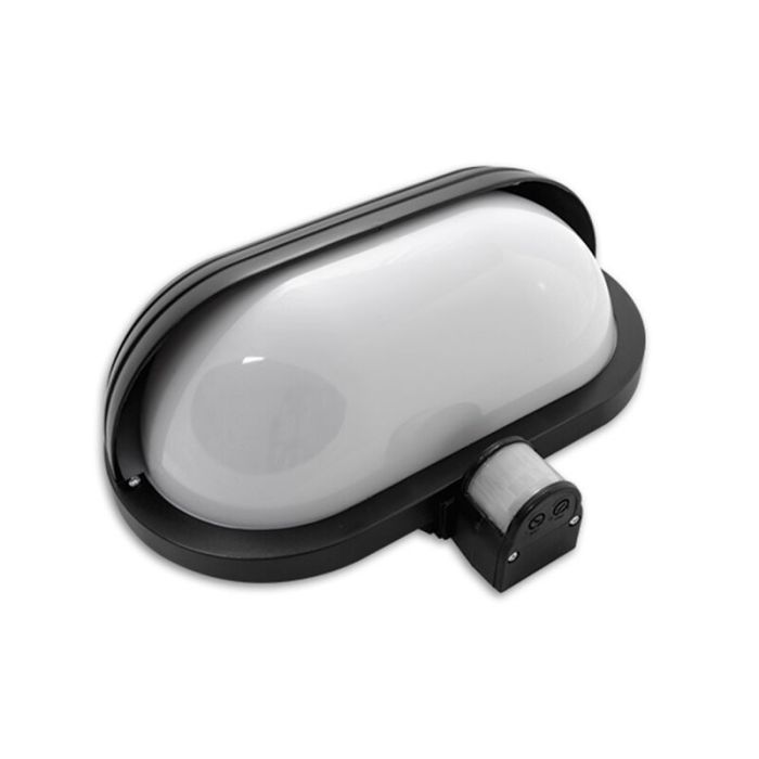 Aplique exterior con sensor de movimiento de plástico negro, Killian, IP44