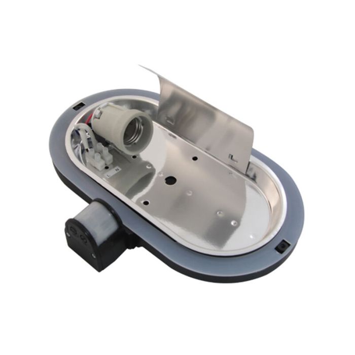 Aplique exterior con sensor de movimiento de plástico negro, Killian, IP44