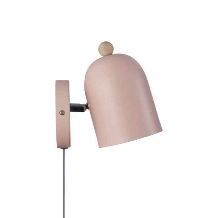 Aplique pared infantil de metal rosa, Gaston, con interruptor