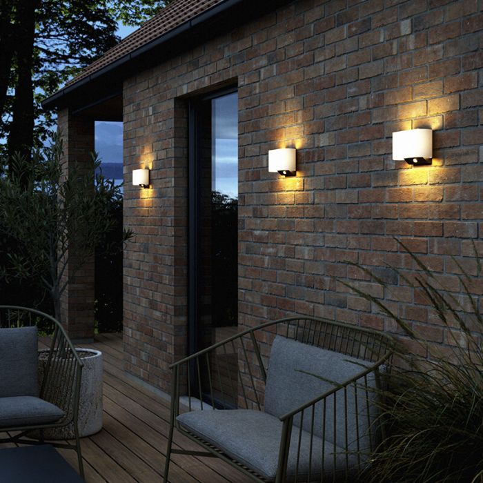 Aplique solar exterior moderno blanco, Piola, IP44