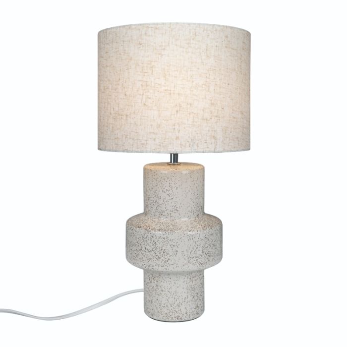 Lámpara de mesa de cerámica beige, Dugan, con interruptor